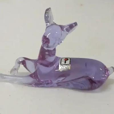 Pilgram Glass Reclining Deer (Light Purple)