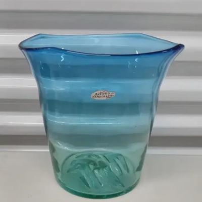 Blenko “Big Sky & Green Mountains” Glass Bucket