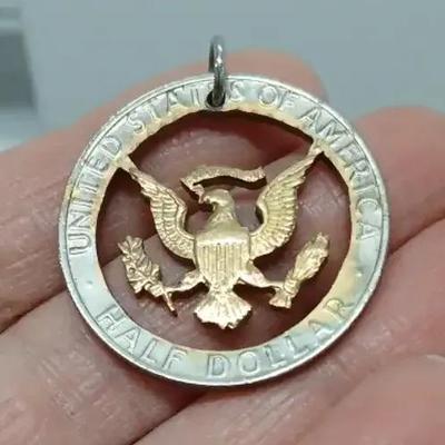 Handcrafted Half-Dollar Eagle Cutout Pendant
