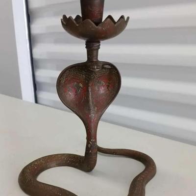 Mid Century Metal (Brass?) Cobra Candle Holder