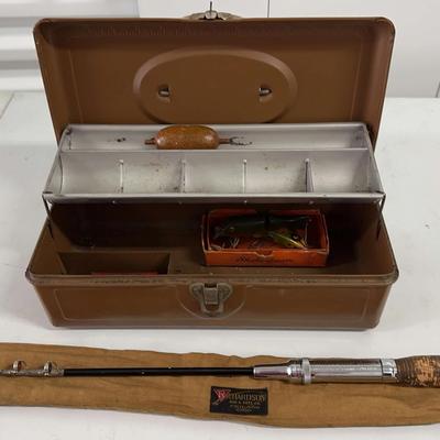 Vintage Tackle Box, Fishing Lures & Richardson Rod – Classic Angler’s Set