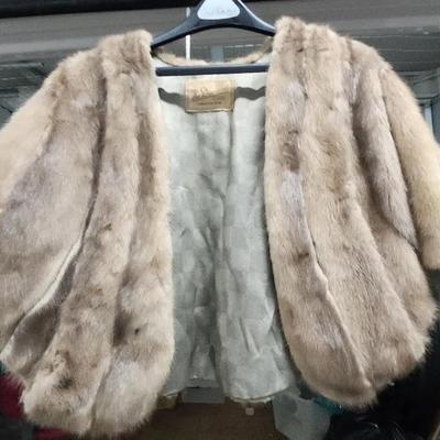 Vintage Blonde Fur Cape with Satin Lining