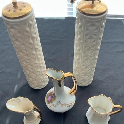 Vintage Porcelain Mini Pitchers AndLennox Salt And Pepper Grinder