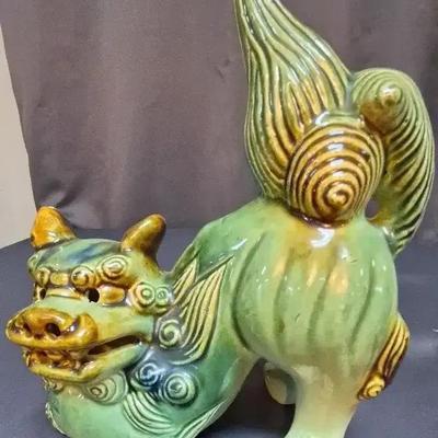 Vintage Ceramic Green Foo Dog #2