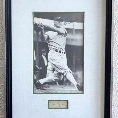 Autographed Lou Gehrig Print With Declaration Of Authenticity 