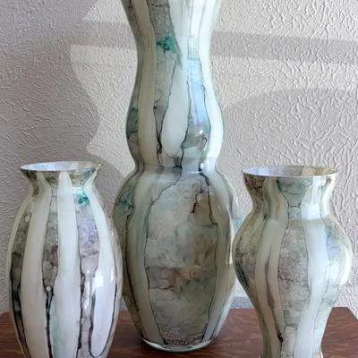 Set of 3 Glass Vases 