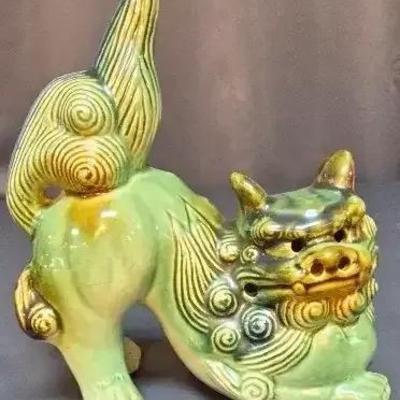 Vintage Ceramic Green Foo Dog 