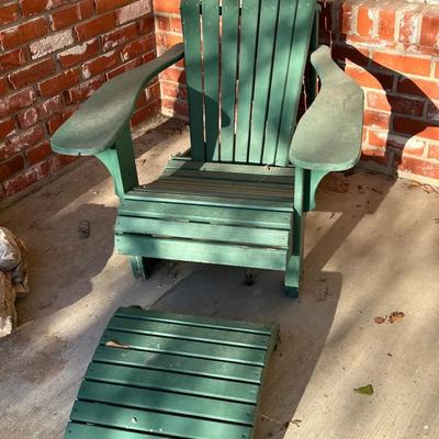 Wood Adirondack Chair And Foot Stool