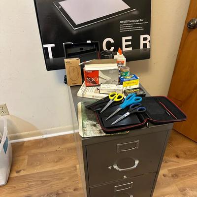 Metal File Cabinet And Office Supplies