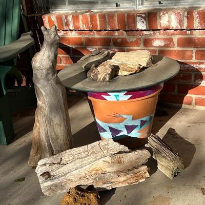 Petrified Wood, Southwestern Planter/Table, Etc