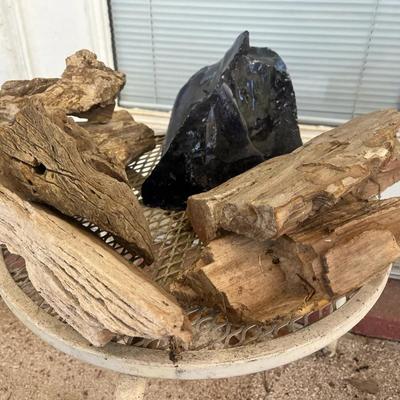 Petrified Wood And Slag Glass