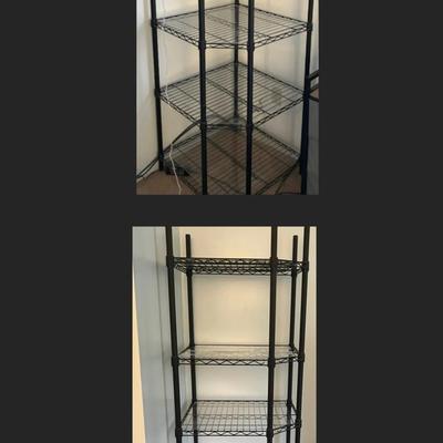 2 Black Metal Corner Shelving Units