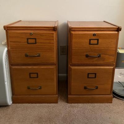 Pair of 2 Drawer Wood Filing Cabinets 