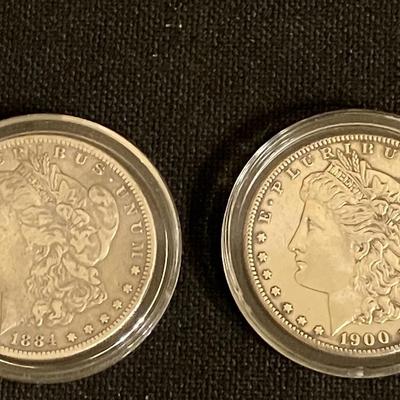 1884 and 1900 Morgan Silver Dollars
