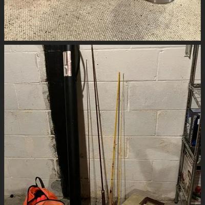 Ka-Bar Utility Knife, Fishing Poles, and Other Hunting and Fishing Supplies