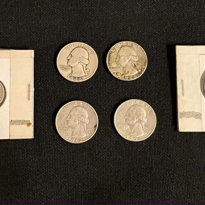 Silver Quarters, 1916 Barber Silver Quarter, and 1908 Barber Silver Dime