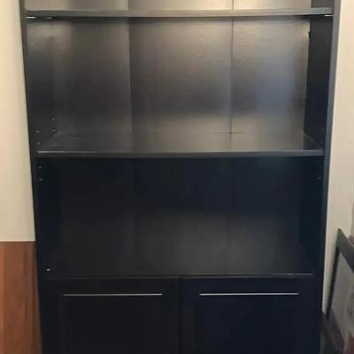 Black Bookshelf with Bottom Cabinet