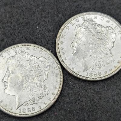 Two 1886 Morgan Dollars