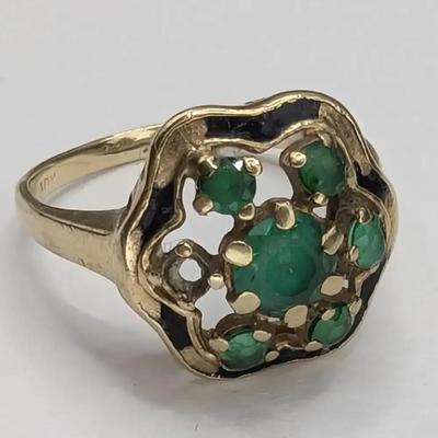 10K Gold & Green Spinel Ring...Sz 6.25