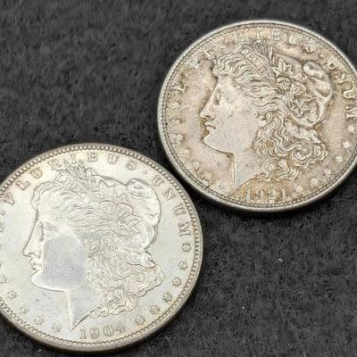 1904-O & 1921 Morgan Dollars