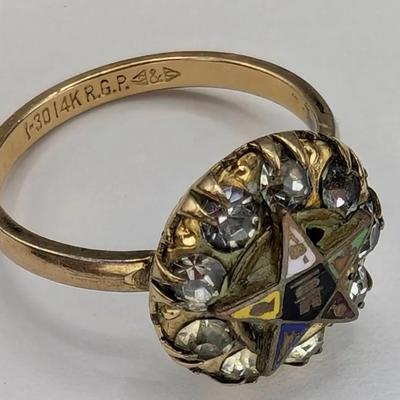 Ladies Masonic Eastern Star Gold Plated Ring...Sz 5