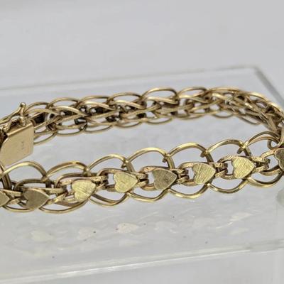 14K Gold Heart Link Bracelet...7.5"
