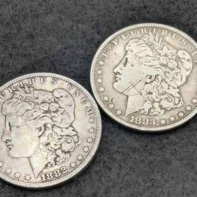 1882-O & 1883 Morgan Dollars