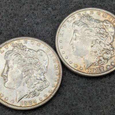 1886 & 1887 Morgan Dollars 