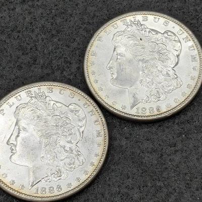 Two 1886 Morgan Dollars 