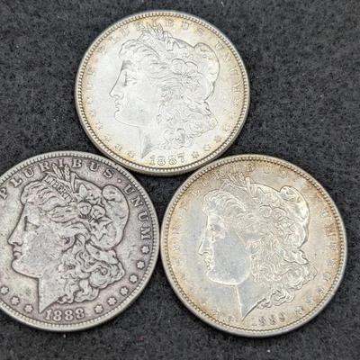 1887, 1888, & 1889 Morgan Dollars