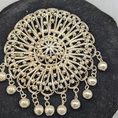 Antique Silver Filigree Brooch / Pin