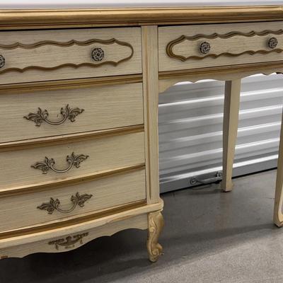 Four Drawer Desk With Gold Accent