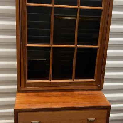 Two Piece Danish Modern China Cabinet