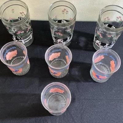 Anchor Hocking Cows And Pigs Glasses 