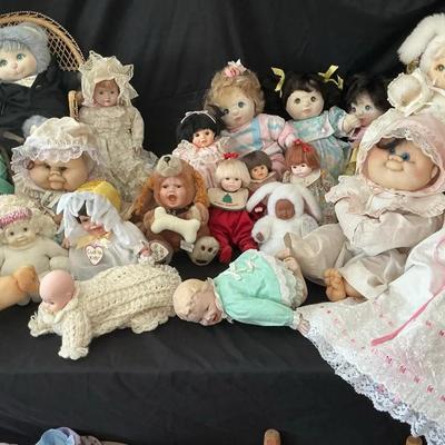 Assorted Vintage Dolls, Furniture And Clothes