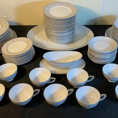 Gray Floral China Set 