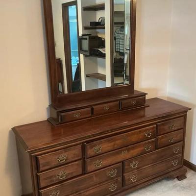 Mobel Inc Long Wooden Dresser With Mirror