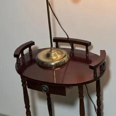 Vintage Table Lamp with Wooden Side Table