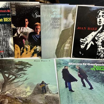 Collection Of Joan Baez And Simon And Garfunkel Records (Including An Original Poster Insert)