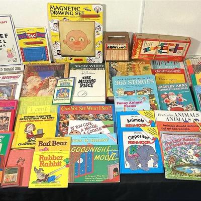 Large Vintage & Children’s Book Lot with Classic Titles and Educational Toys