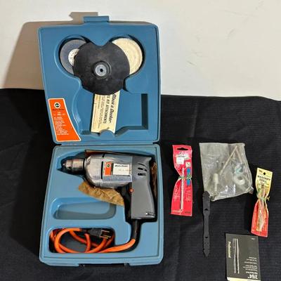 Vintage Black & Decker Electric Drill Set with Attachments