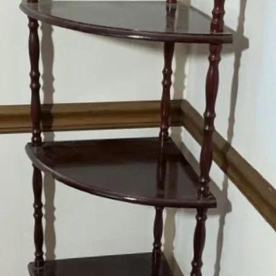 Wooden Cherry Stained Corner Shelf 