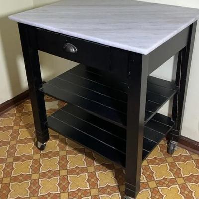 Black Marble Top Kitchen Island 