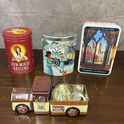 Collectible Tin Containers, Hershey’s Tin Truck, 2 Collectible Medallions 