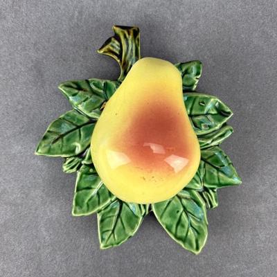 Vintage Glazed Ceramic Pear Form Wall Pocket Planter