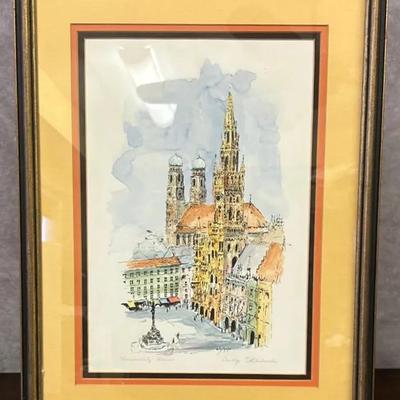 Framed Signed Carolyn Witschonke “Marienplatz - Munich”