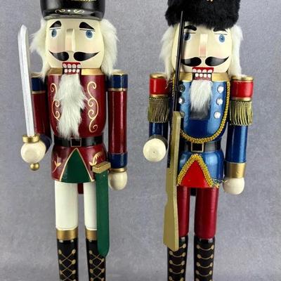 Two Wooden Nutcracker Soldier Figures
