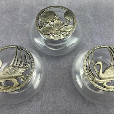 Three Nature Themed Glass Potpourri Holders