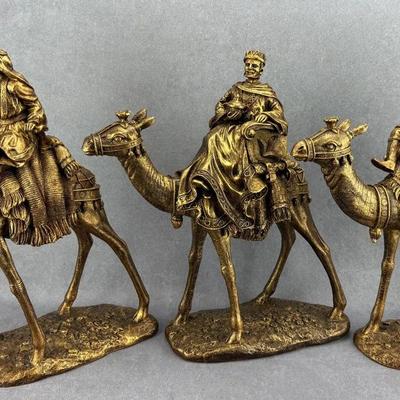 New Set of Large Golden Three Wisemen Decorative Figures