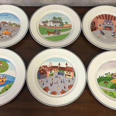 Villeroy & Boch 10 1/2”D Decorative Porcelain 6-Plate Set